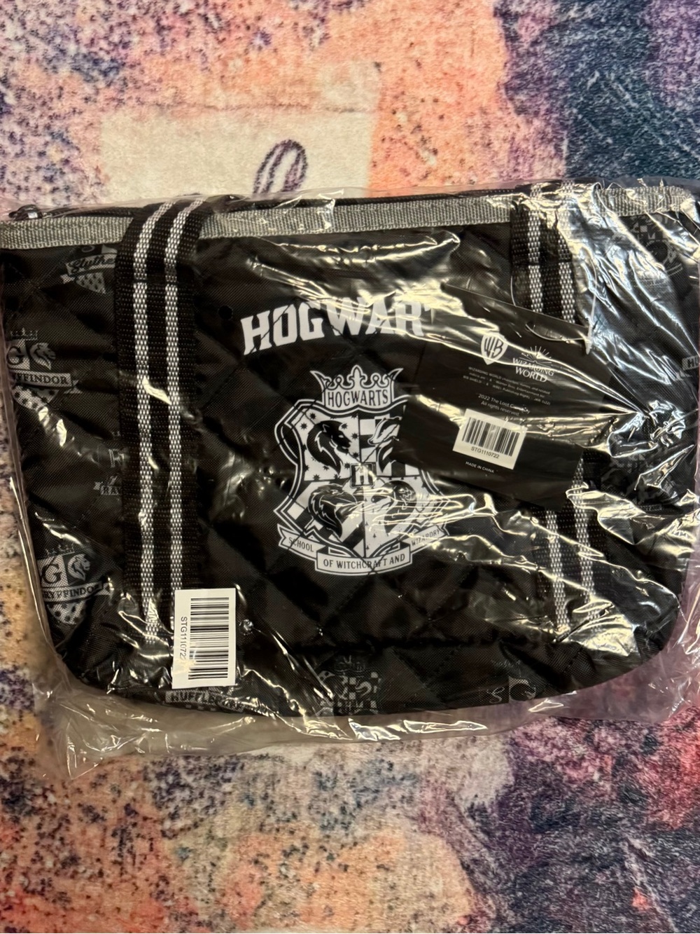 💜 Hogwarts Black Mini Quilted Tote Bag - Officially Licensed - NWT